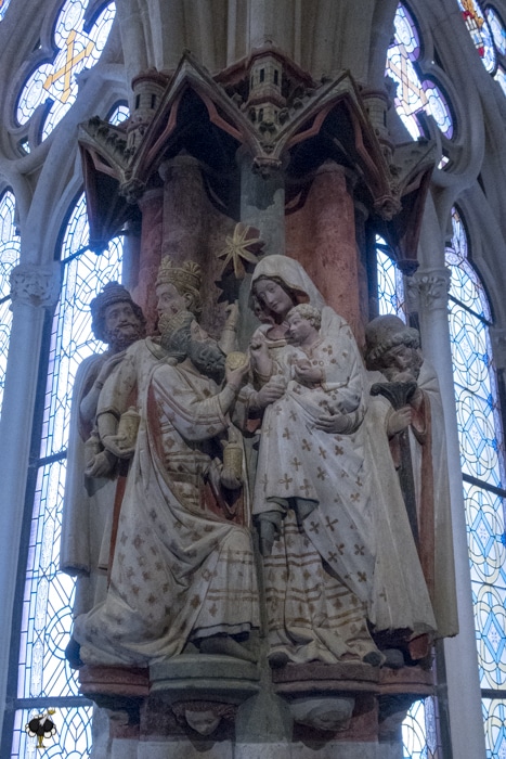 Nativity scene on a pillar in the Cathedral